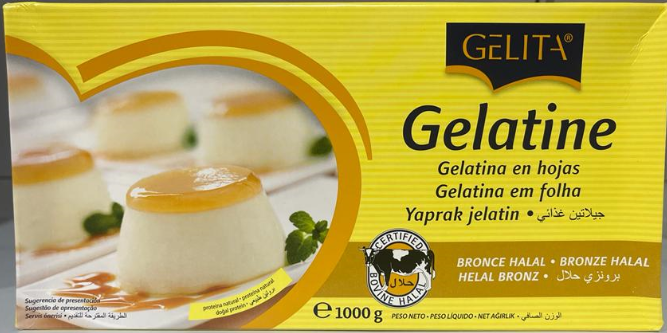 GELATINA - HALAL- EN LAMINAS ORO caja 1 kg