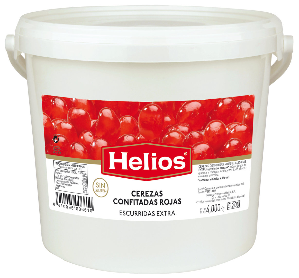 Cereza Roja Entera ESCURRIDA -H- cubo 4 kg.
